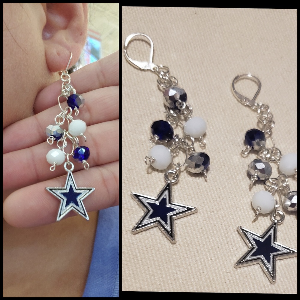 Dallas cowboys silver tone dangle earrings